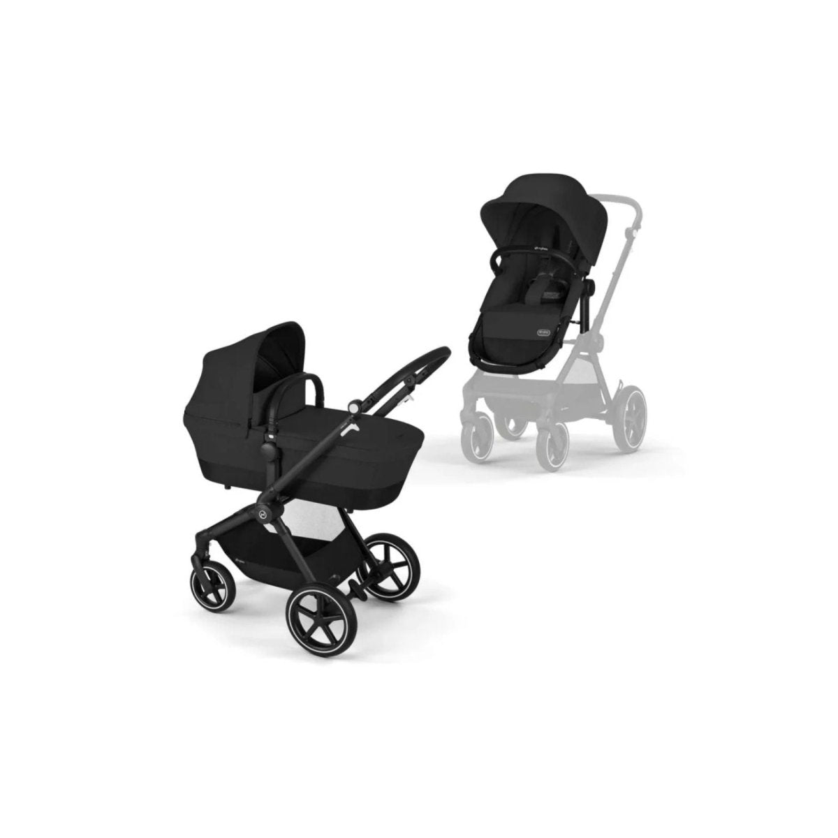 Cybex Eos Lux Silver Pushchair with Cloud G Car Seat Travel System Bundle - Moon Black - ebebek - Christmas