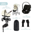 Cybex Eos Lux Silver 2 - in - 1 Pushchair with Cloud G Car Seat & Base & Snøgga Footmuff Travel System Bundle - Seashell Beige - ebebek - Christmas