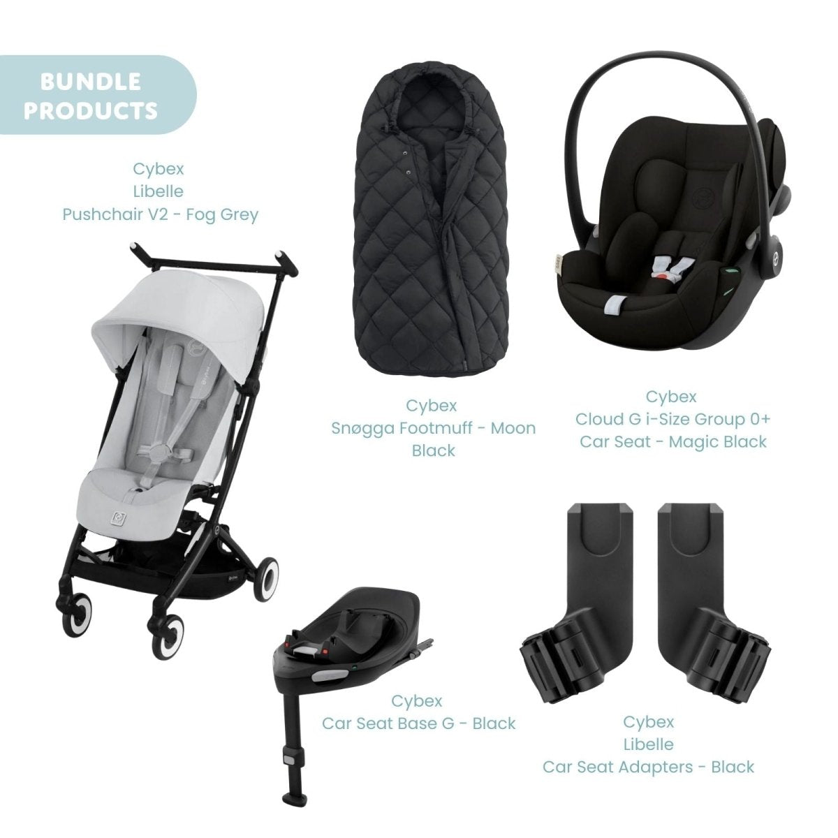 Cybex Eos Lux V2 Silver 2 - in - 1 Pushchair with Cloud G Car Seat & Base & Snøgga Footmuff Travel System Bundle - Fog Grey - ebebek - Christmas