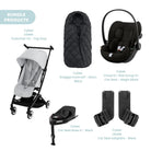 Cybex Eos Lux V2 Silver 2 - in - 1 Pushchair with Cloud G Car Seat & Base & Snøgga Footmuff Travel System Bundle - Fog Grey - ebebek - Christmas