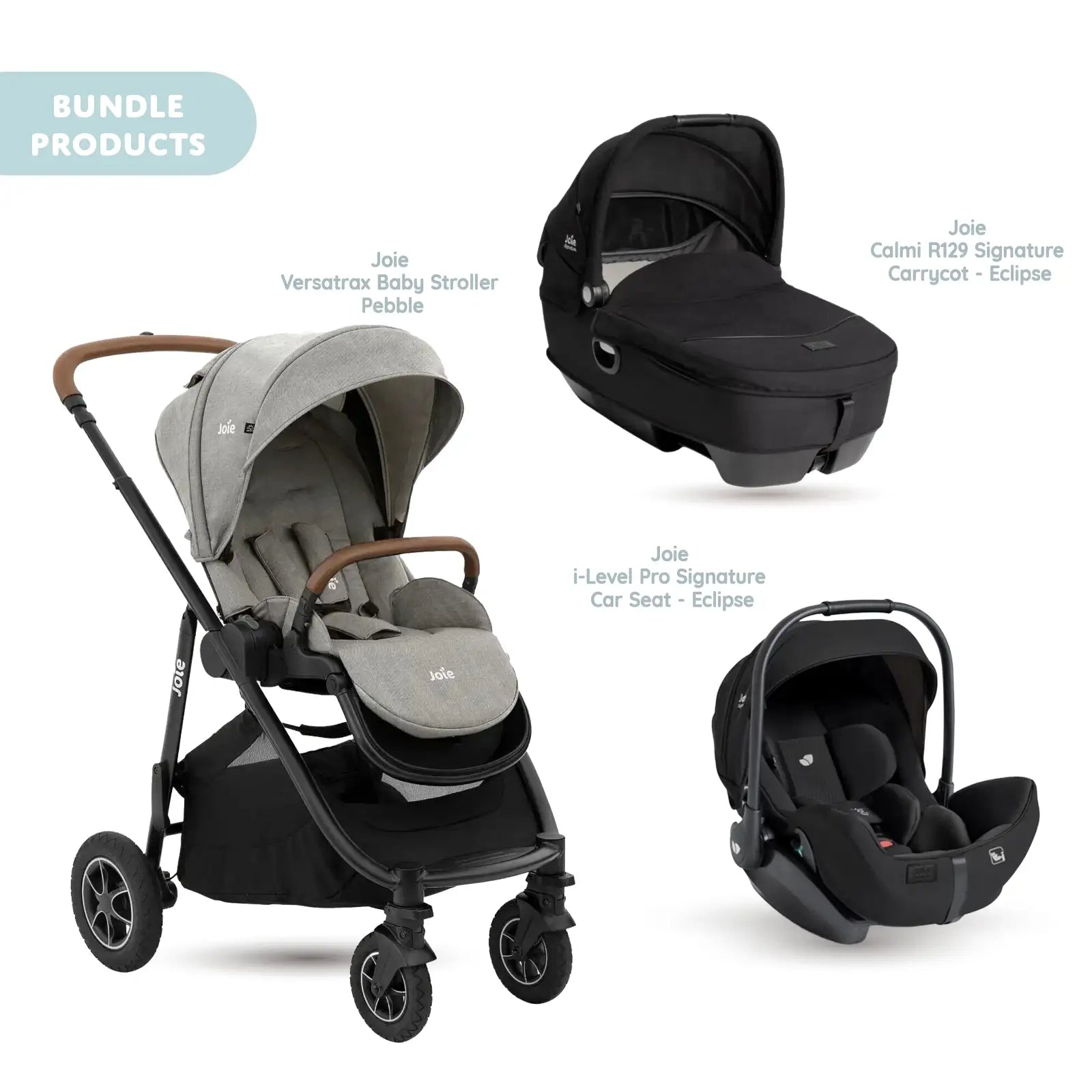 Joie Versatrax Pushchair with I - Level Pro Car Seat & Calmi Carrycot Travel System - Pebble - ebebek - Black Friday