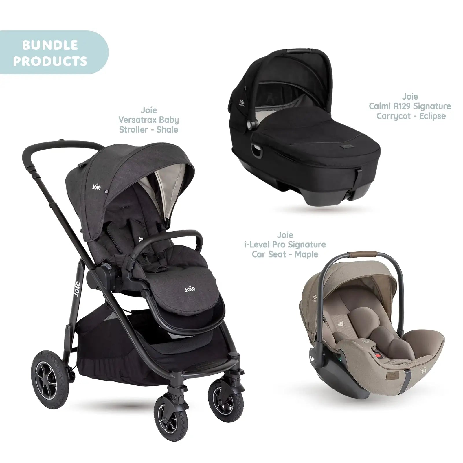 Joie Versatrax Pushchair with I - Level Pro Car Seat & Calmi Carrycot Travel System - Shale - ebebek - Black Friday