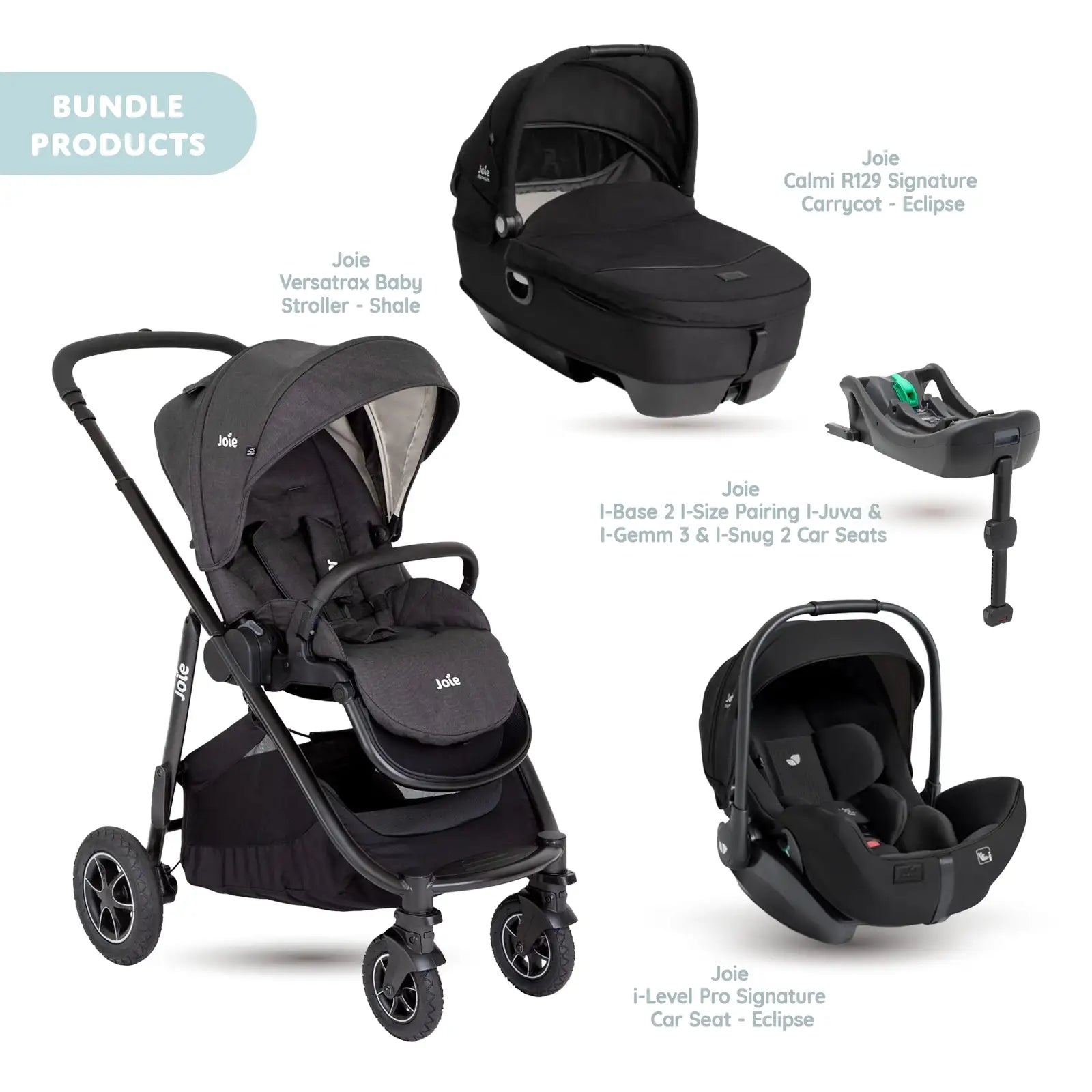 Joie Versatrax Pushchair with I - Level Pro Car Seat & Base & Calmi Carrycot Travel System - Shale - ebebek - Black Friday