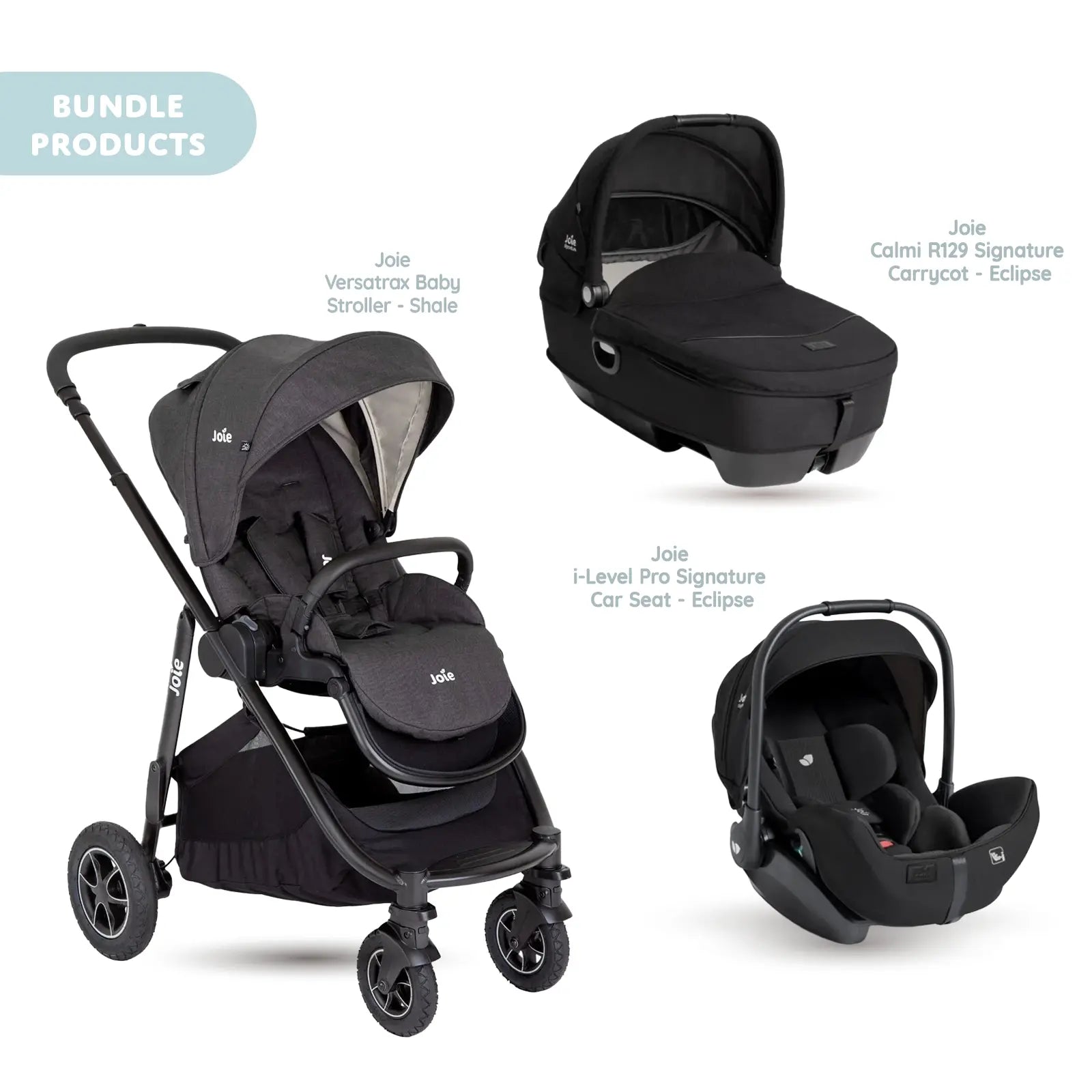 Joie Versatrax Pushchair with I - Level Pro Car Seat & Calmi Carrycot Travel System - Shale - ebebek - Black Friday