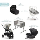Joie Finiti Signature Pushchair with Sprint Car Seat & Calmi Carrycot & Sansa Rocker & Roomie Glide Crib - Oyster - ebebek - Black Friday