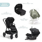 Joie Finiti Signature Pushchair with Sprint Car Seat & Calmi Carrycot & Sansa Rocker - Eclipse - ebebek - Black Friday