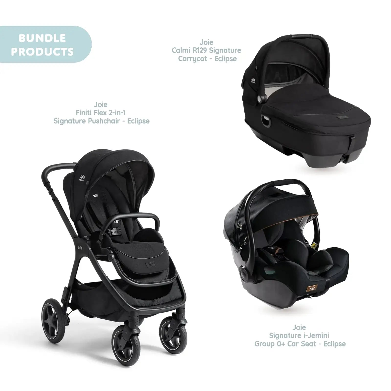 Joie Finiti Signature Pushchair with I - Jemini Car Seat & Calmi Carrycot - Eclipse - ebebek - Black Friday