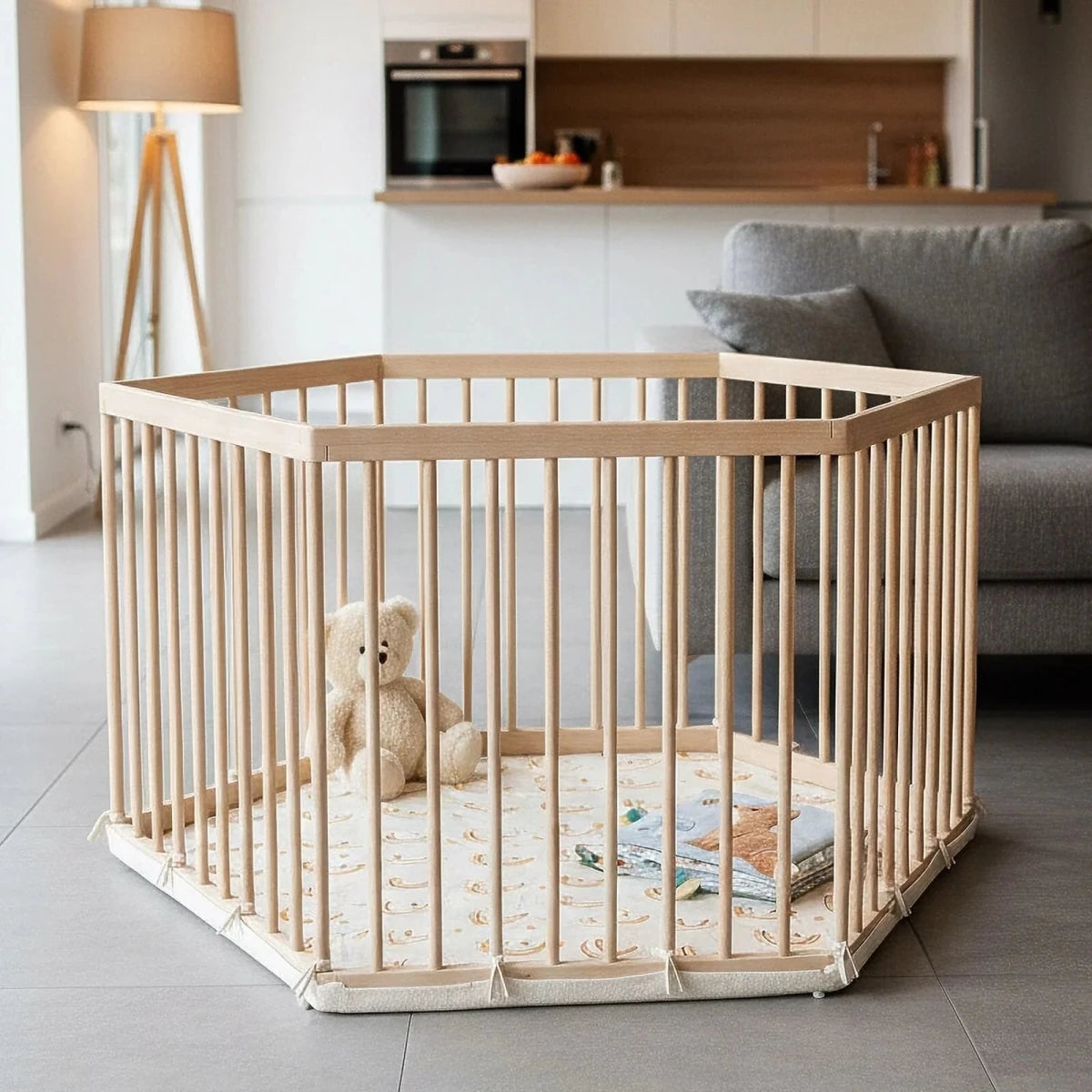 WeBaby Alvelo Hexagonal Wooden Playpen 12x109x65cm - ebebek
