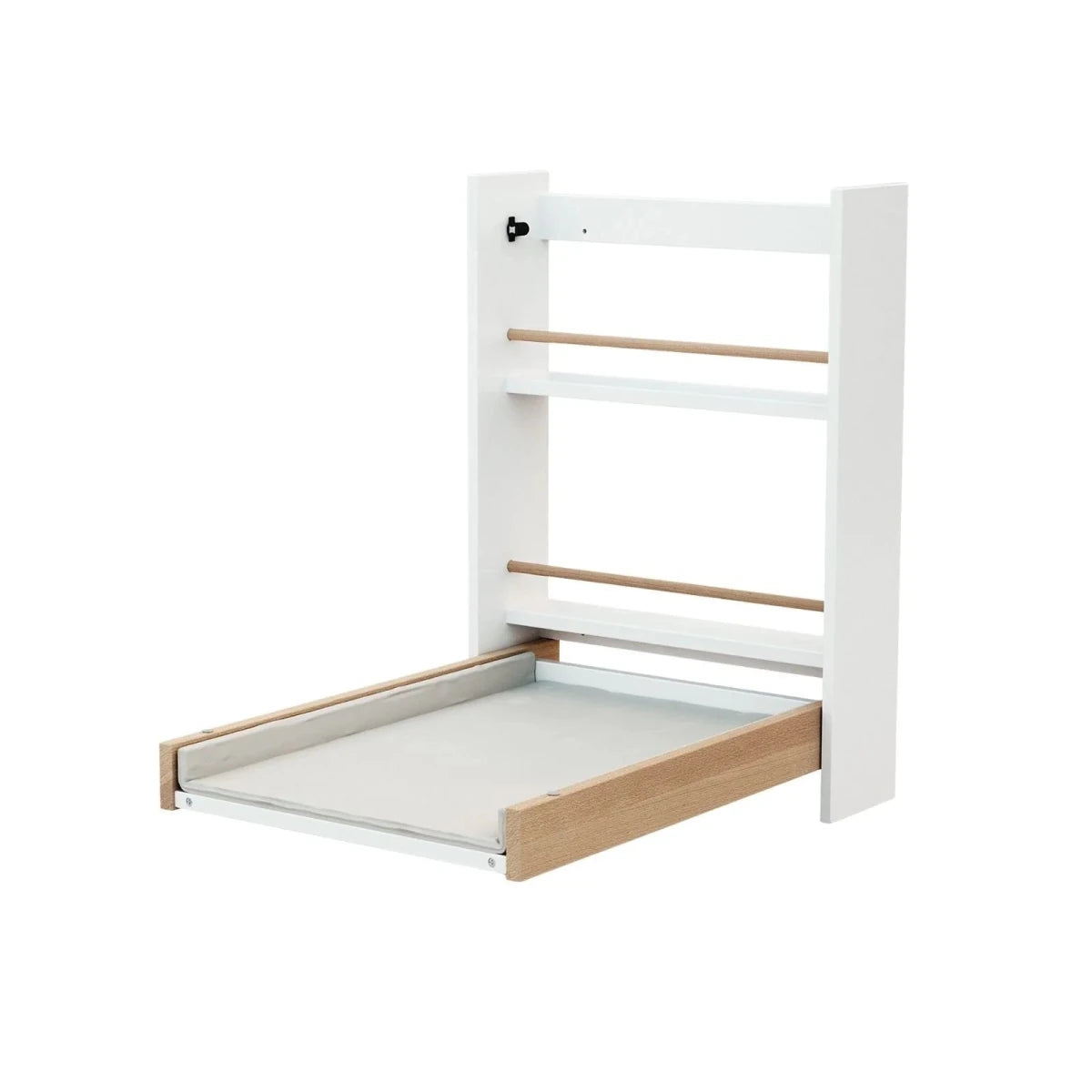WeBaby Eazy Wall-Mounted Folding Changing Table - White & Varnished Beech White & Varnished Beech - ebebek