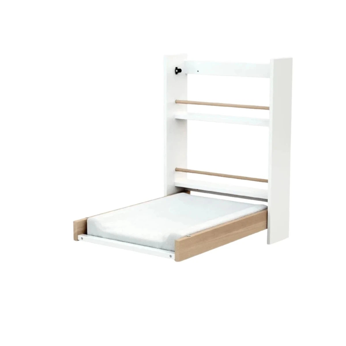 WeBaby Eazy Wall-Mounted Folding Changing Table - White & Varnished Beech White & Varnished Beech - ebebek