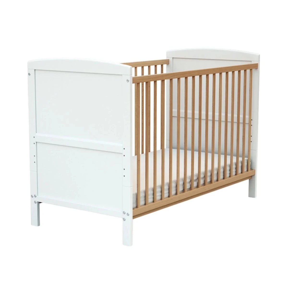 WeBaby Luna Convertible Wooden Cot Bed 60x120cm - White & Beech White & Beech - ebebek