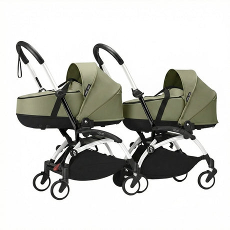 Stokke YOYO³ Stroller for Twins 0+ months - Olive Color Pack & White Frame - ebebek