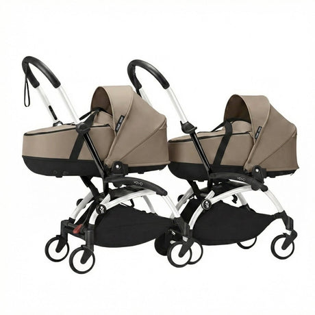 Stokke YOYO³ Stroller for Twins 0+ months - Taupe Color Pack & White Frame - ebebek