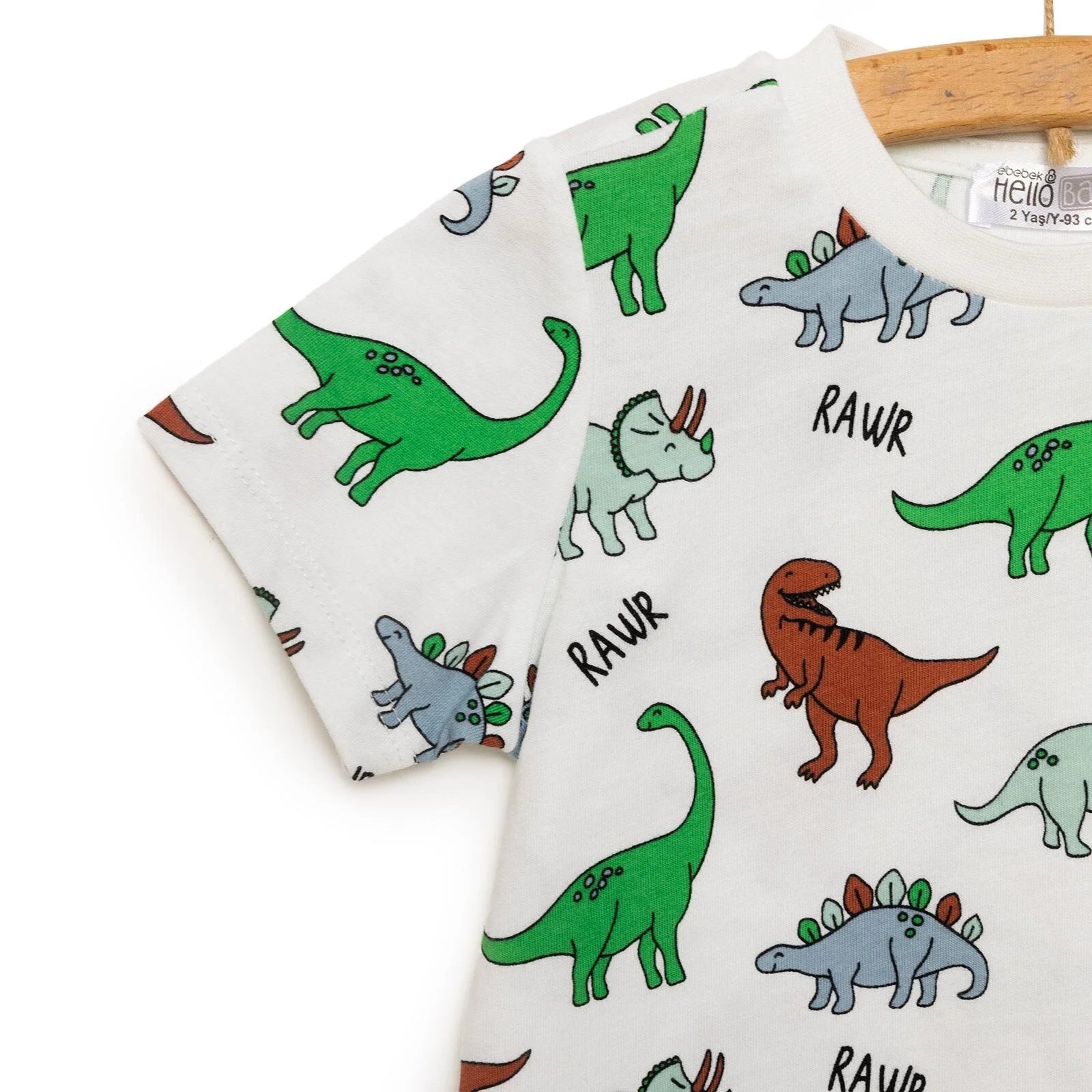 HelloBaby Basic Boy Dinosaur Patterned Tshirt - Brown - ebebek - Black Friday