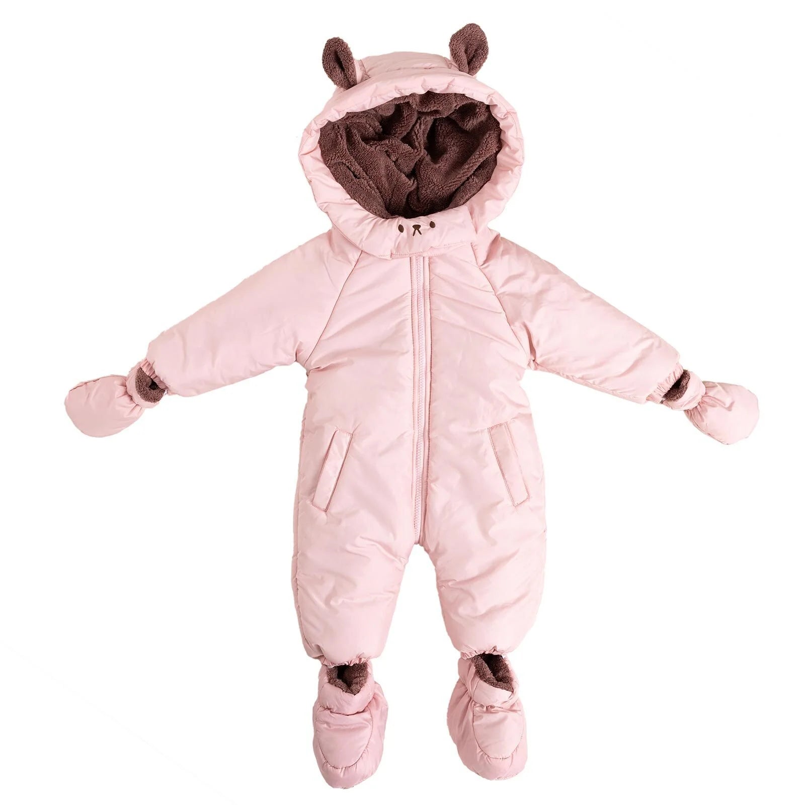 Midimod Basic Girl Rabbit Ears Snowsuit - Light Pink - ebebek - Black Friday