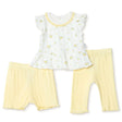 Bebetto Girls Blouse & Leggings Set Floral Print Snap Fastening Bloom Frill Neck Full Length Short S - Yellow Yellow - ebebek