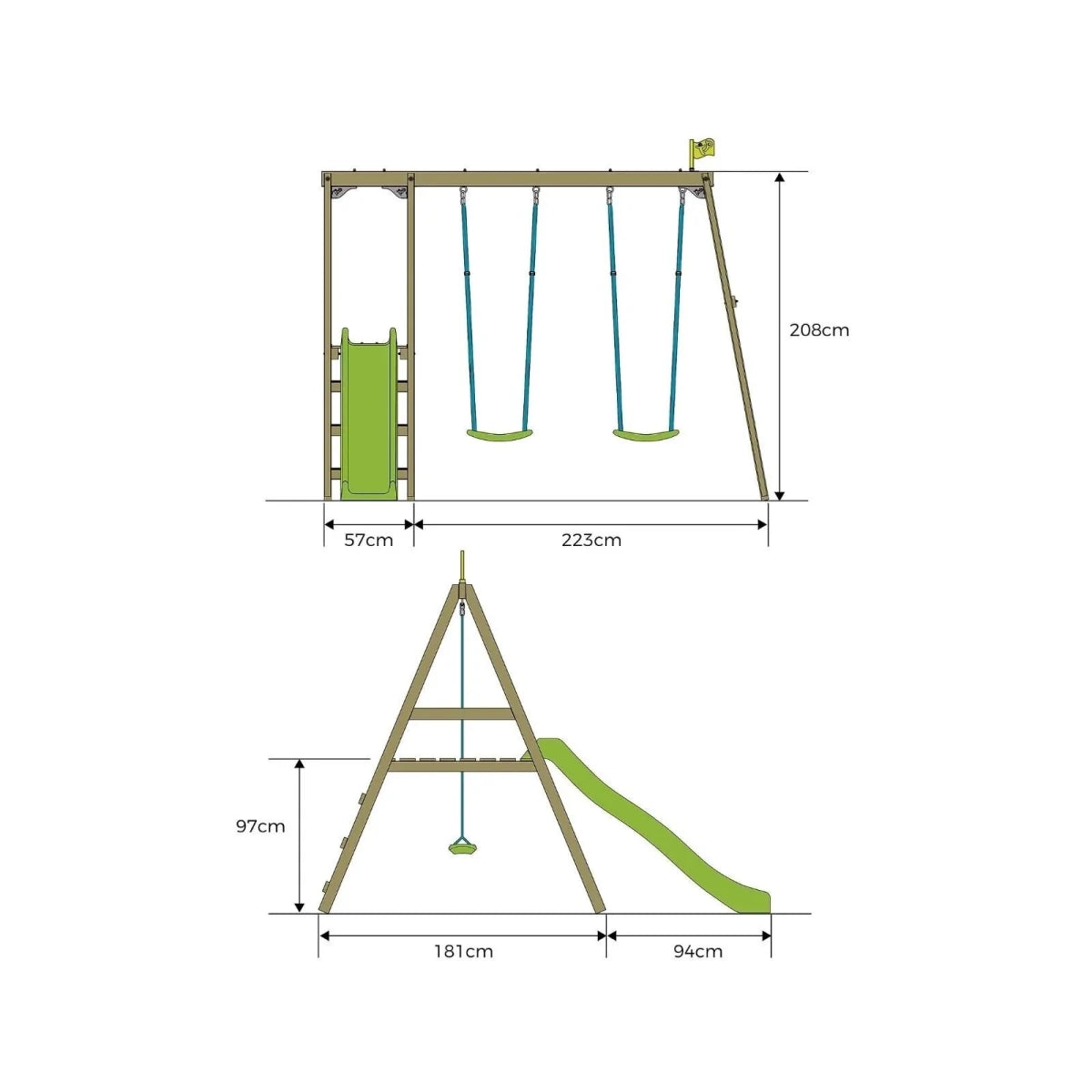 TP Forest Multiplay Wooden Double Swing Set & Slide - ebebek