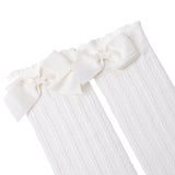 HelloBaby Girls Knee - High Socks Bow Print - Ecru Ecru - ebebek