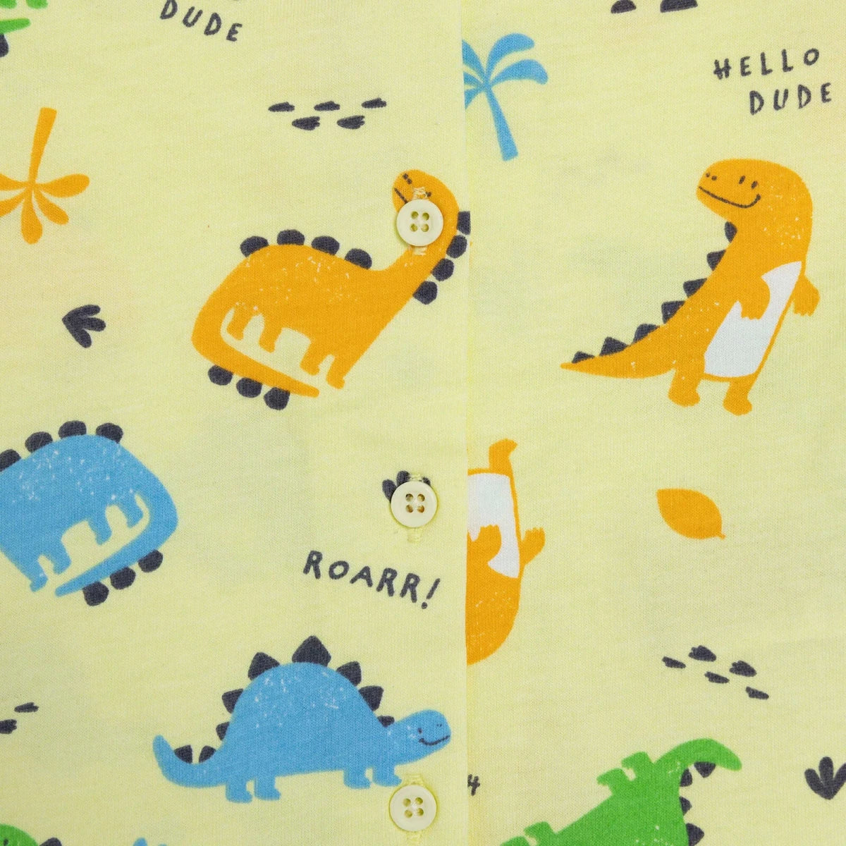 Baby Boy Short Sleeve Pyjamas Set Dinosaur Print Buttoned Shirt Collar - Green Green - ebebek