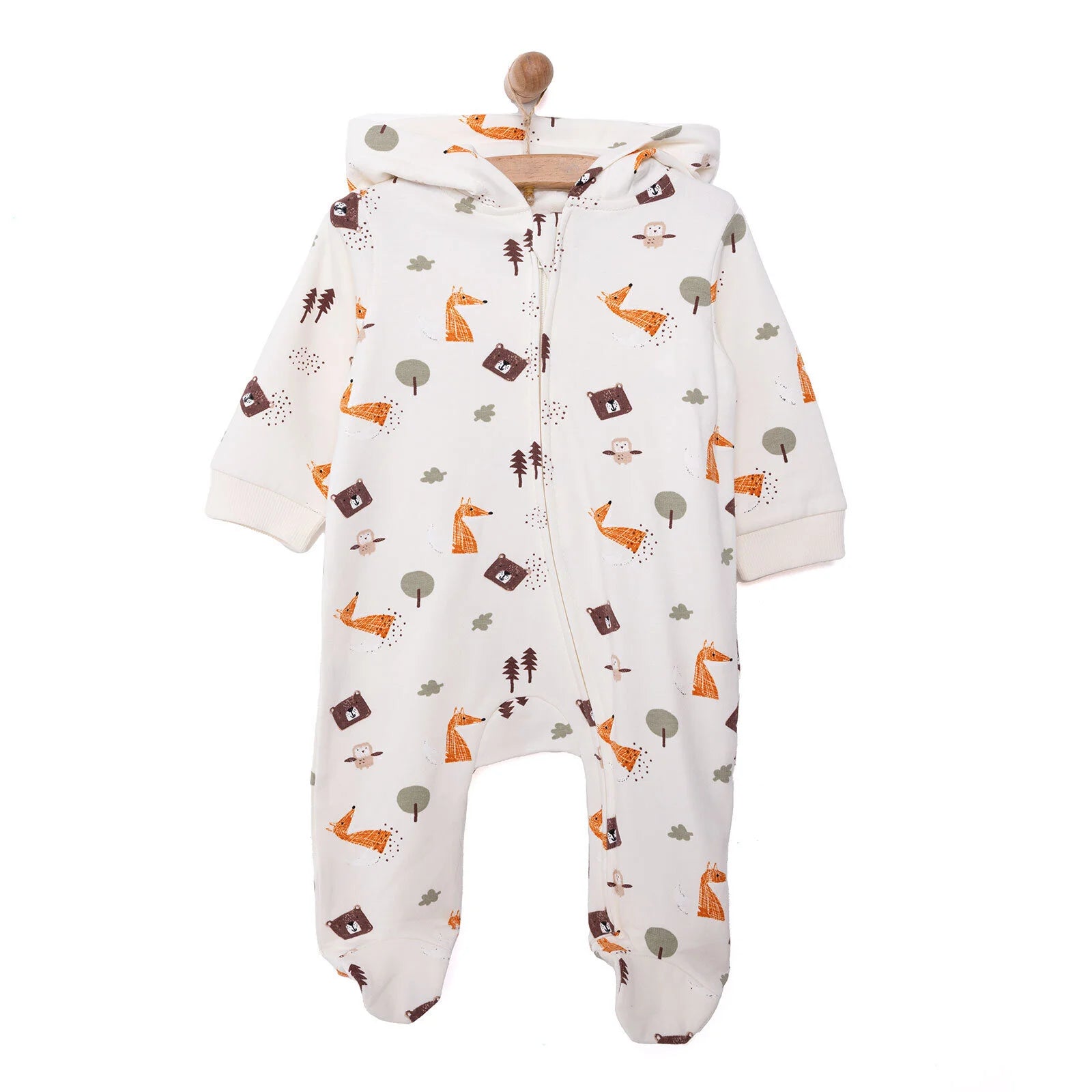 HelloBaby Newborn Hooded Jumpsuit - Beige - ebebek - Black Friday