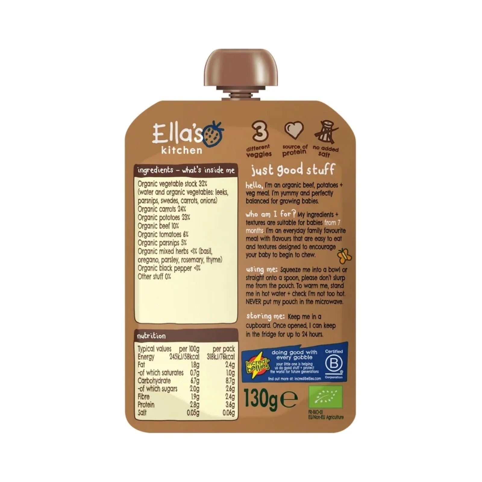 Ella's Kitchen Organic Beef Stew Baby Food Pouch 7+ months 130g - ebebek - Black Friday