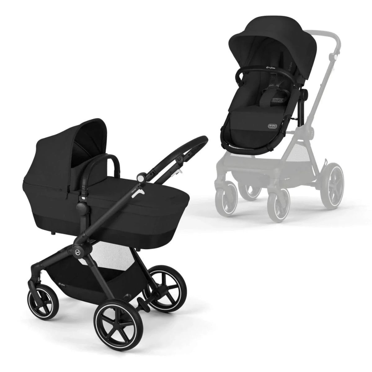 Cybex EOS Lux Silver 2 - in - 1 Pushchair - Moon Black Moon Black - ebebek