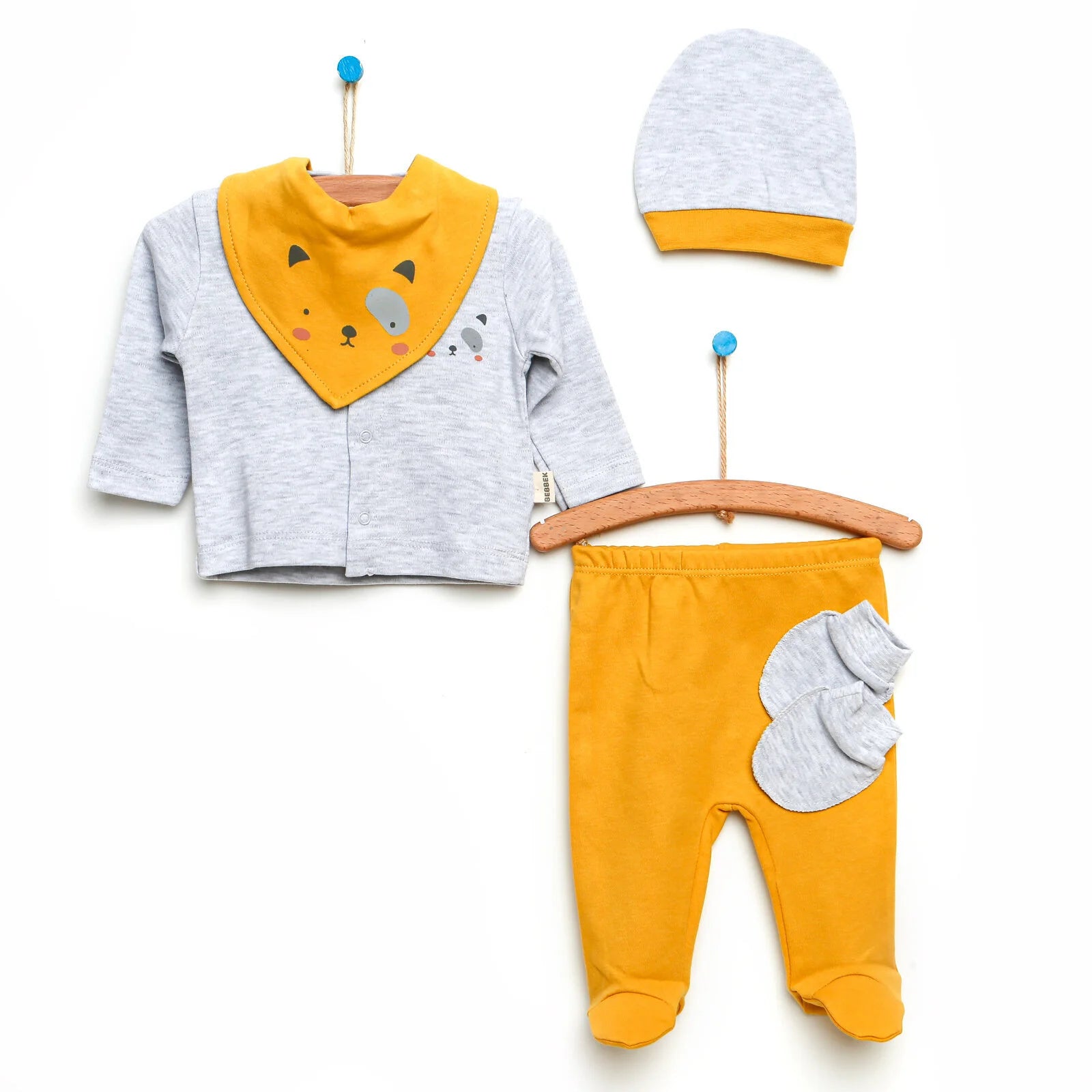 Bebbek Baby Boy 5 Pcs Newborn Gift Starter Set - Mustard - ebebek - Black Friday