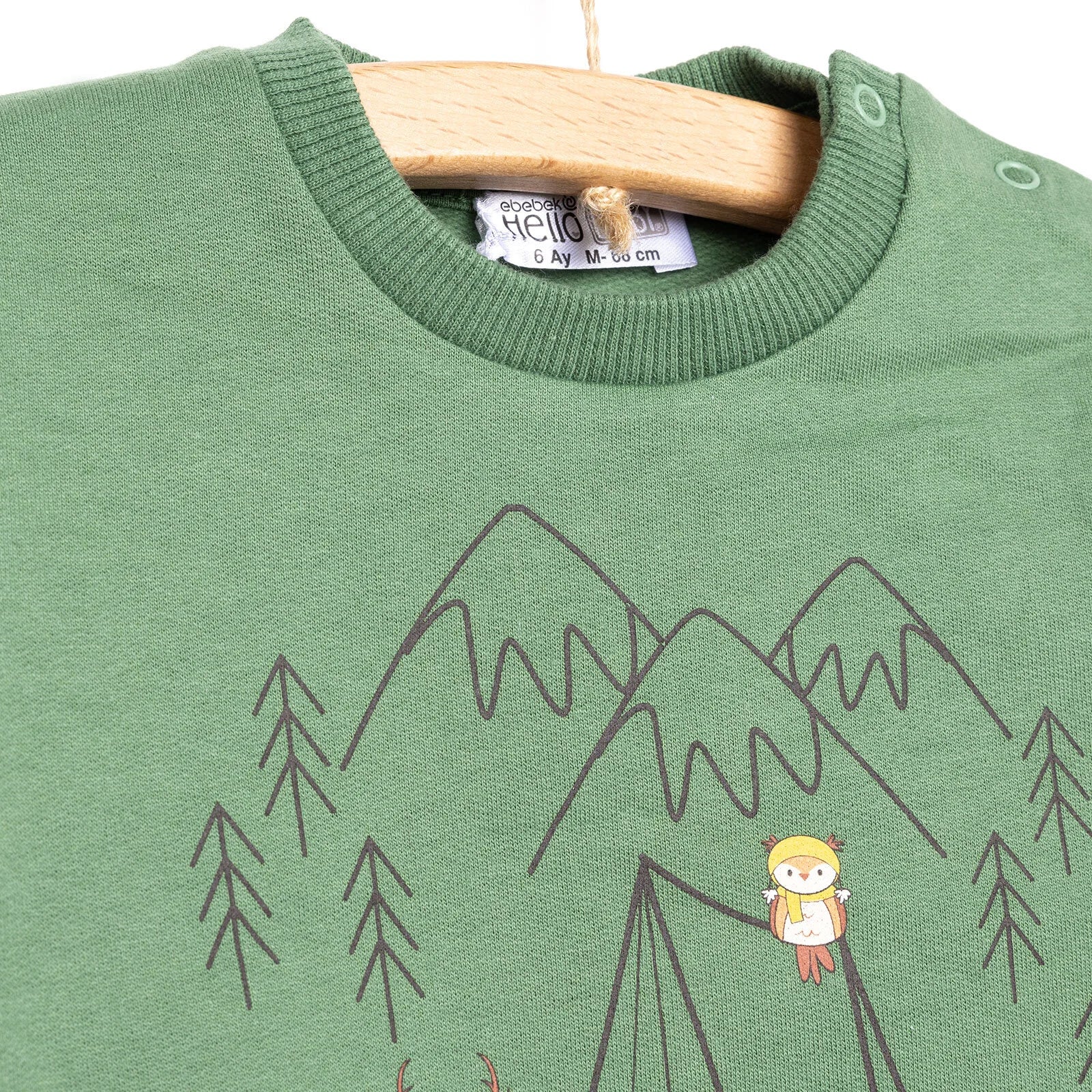 HelloBaby Basic Low Raised Camp Themed Sweatshirt - Dark Green - ebebek - Black Friday
