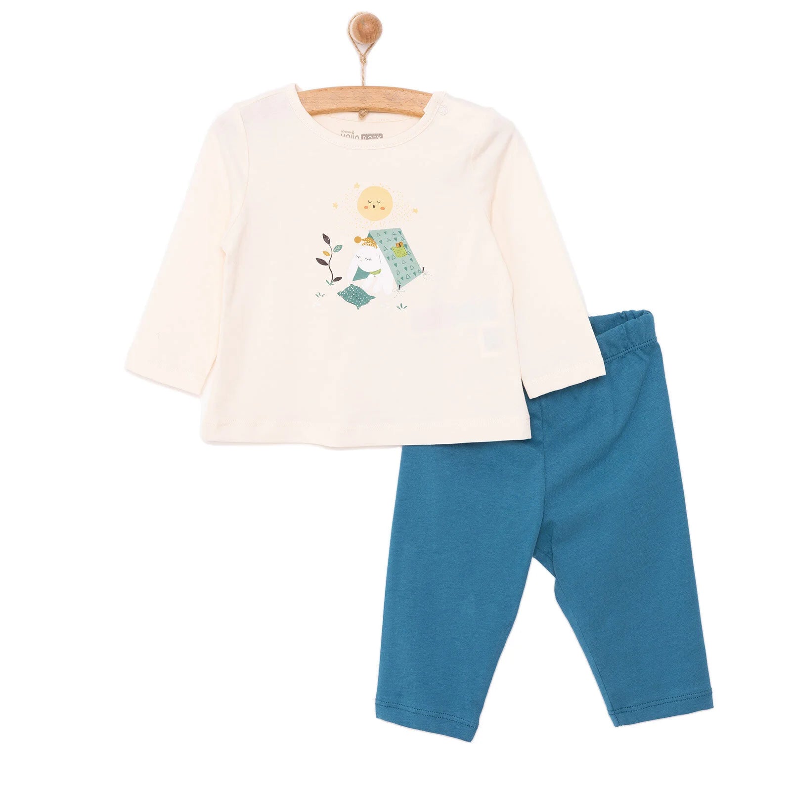 HelloBaby Boy Long Sleeve Pyjamas Set - Ecru - ebebek - Black Friday