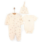 Bebetto Newborn Baby Girl Body - Footed Jumpsuit - Hat - Ecru - ebebek - Black Friday