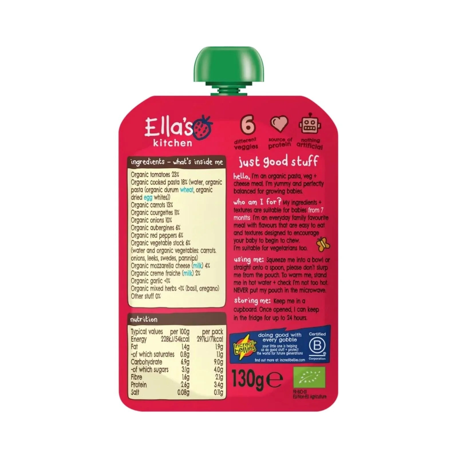 Ella's Kitchen Organic Veggie Lasagne Baby Food Pouch 7+ months 130g - ebebek - Black Friday