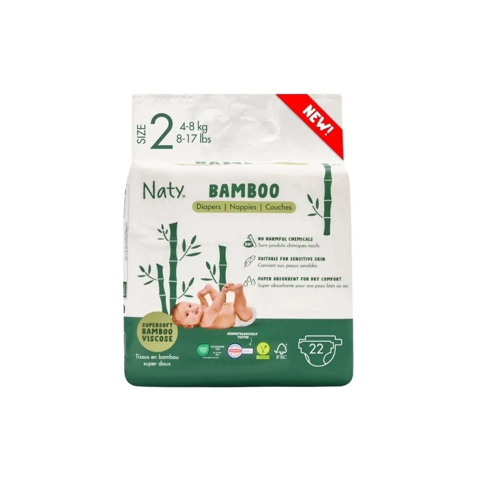Naty Bamboo Viscose Baby Nappies Size 2 - 22 nappies - ebebek - Black Friday