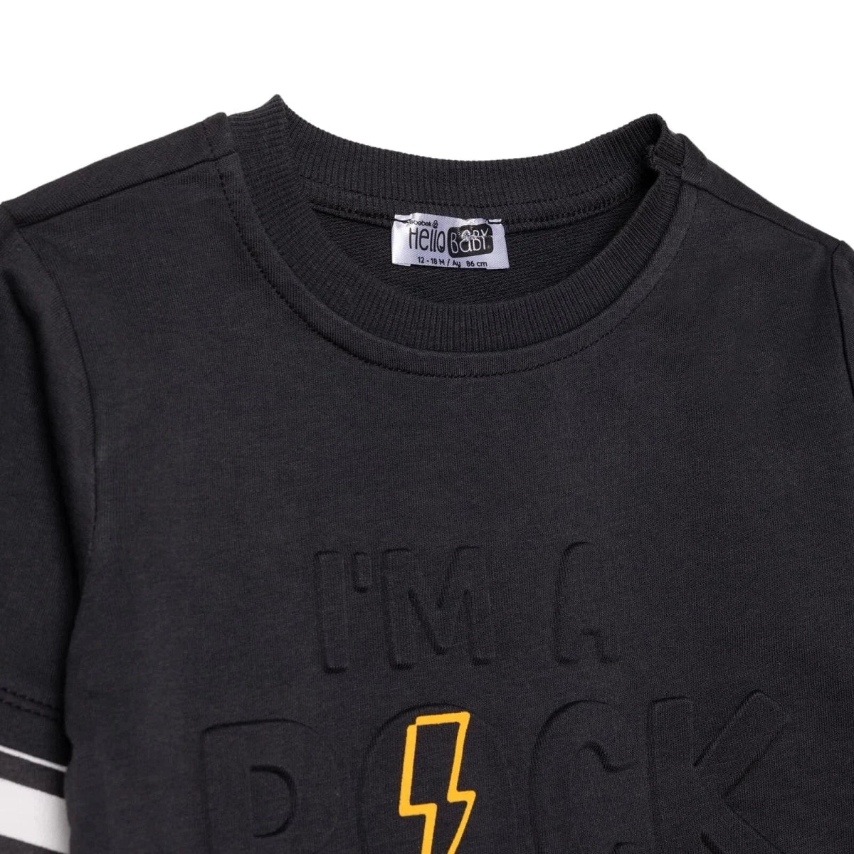HelloBaby Boys Long Sleeve T-shirt Slogan Print Cool Boy Crew Neck Long Sleeve - Black Black - ebebek