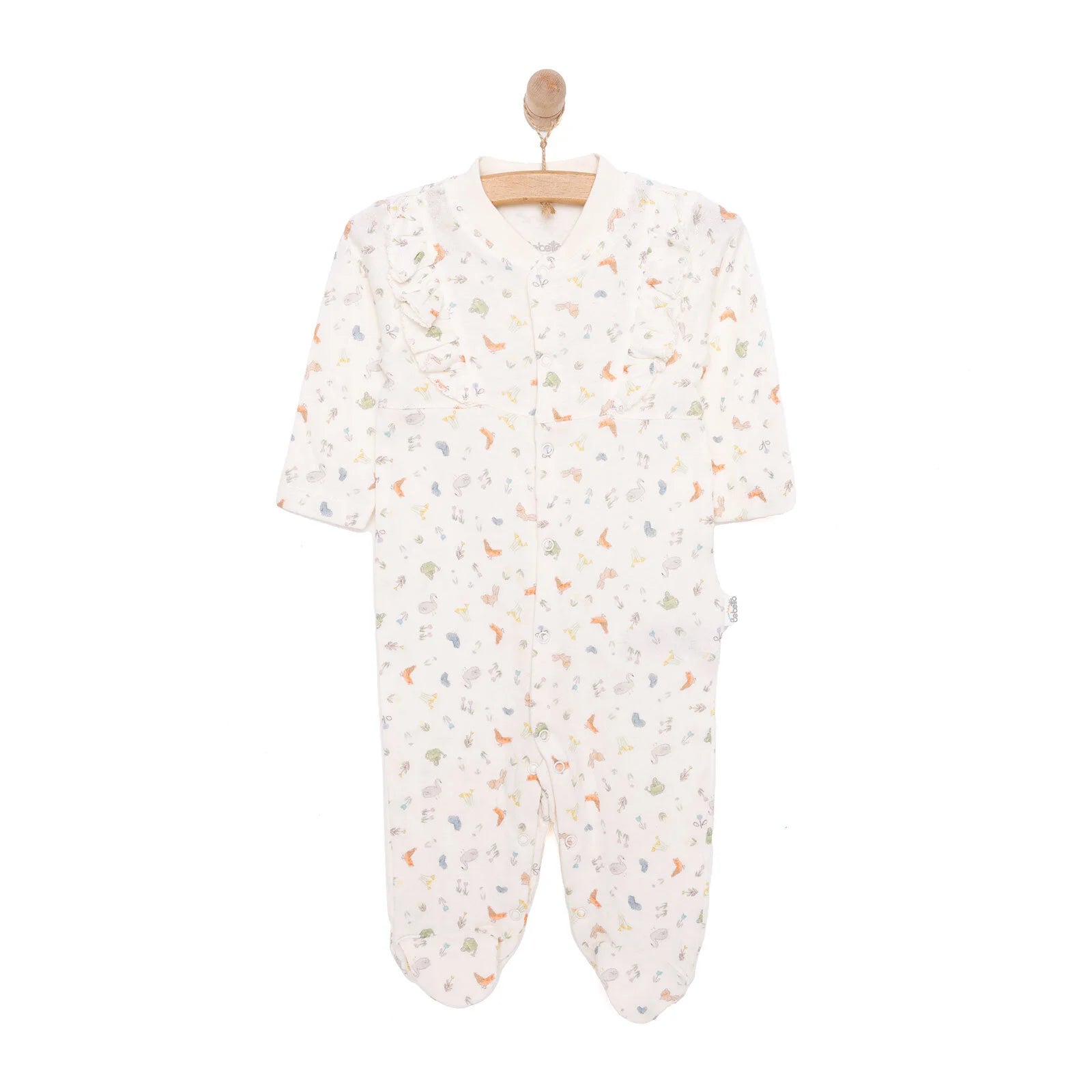 Bebetto Happy Garden Girl Footed Jumpsuit - Ecru - ebebek - Black Friday