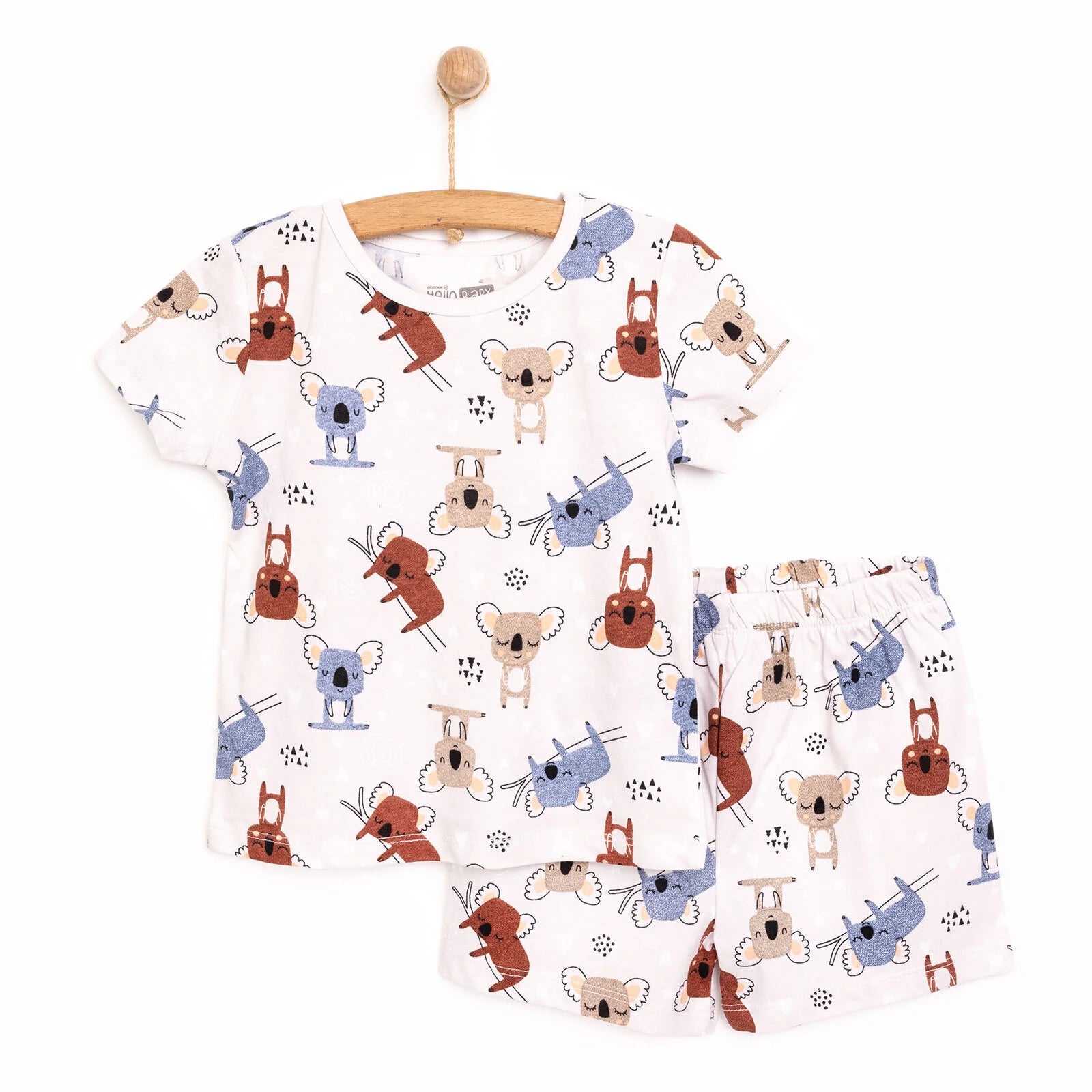 HelloBaby Baby Boy Short Sleeve Pyjamas Set - Beige - ebebek - Black Friday