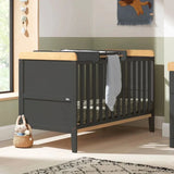 Tutti Bambini Rio Cot Bed with Cot Top Changer & Mattress - Slate/Honey Oak Slate/Honey Oak - ebebek