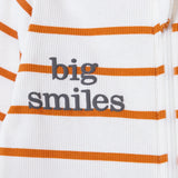 Baby Boy Footed Sleepsuit Striped Zip Fastening Crew Neck - Ecru Ecru - ebebek
