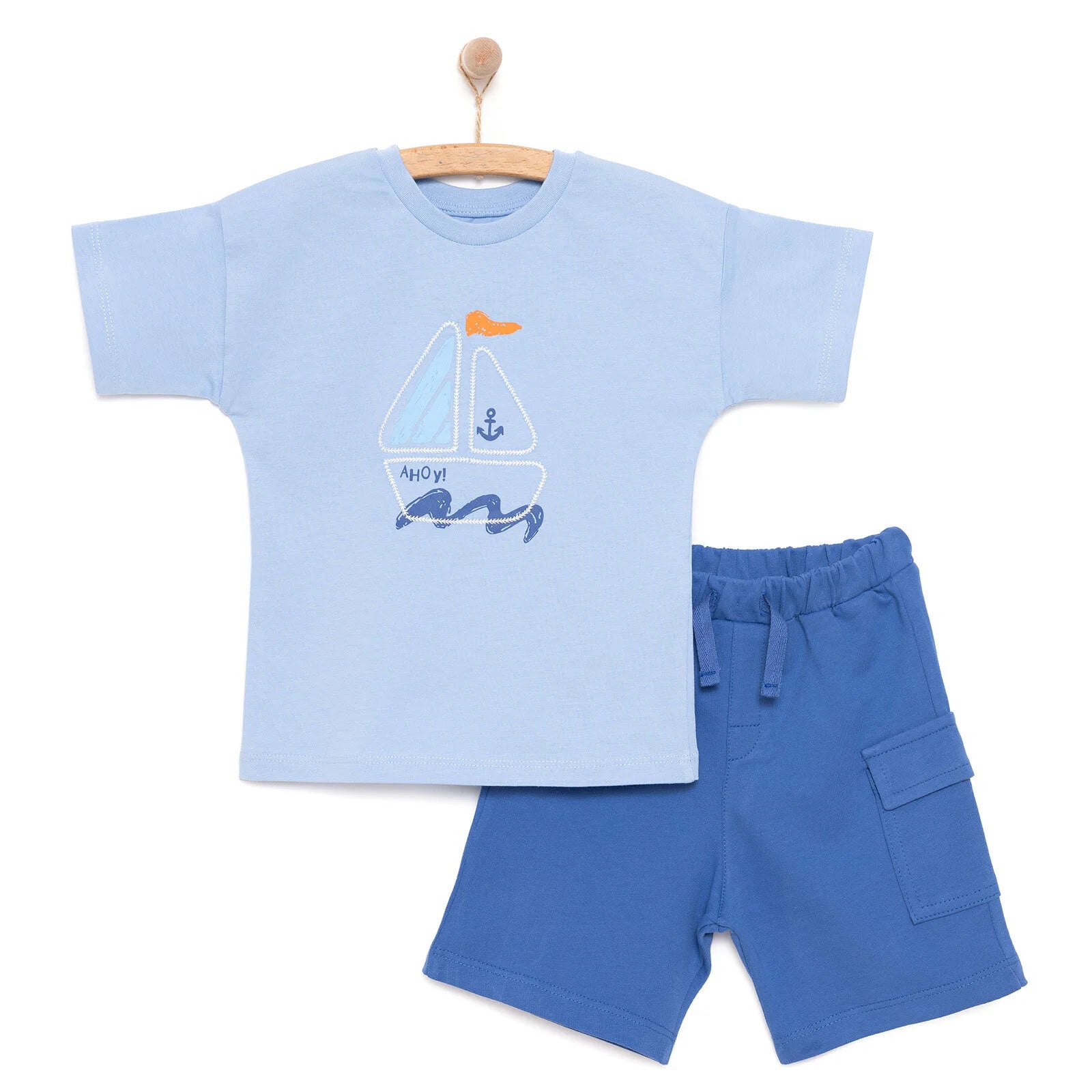 HelloBaby Little Sailor Boy Tshirt - Short - Blue - ebebek - Black Friday
