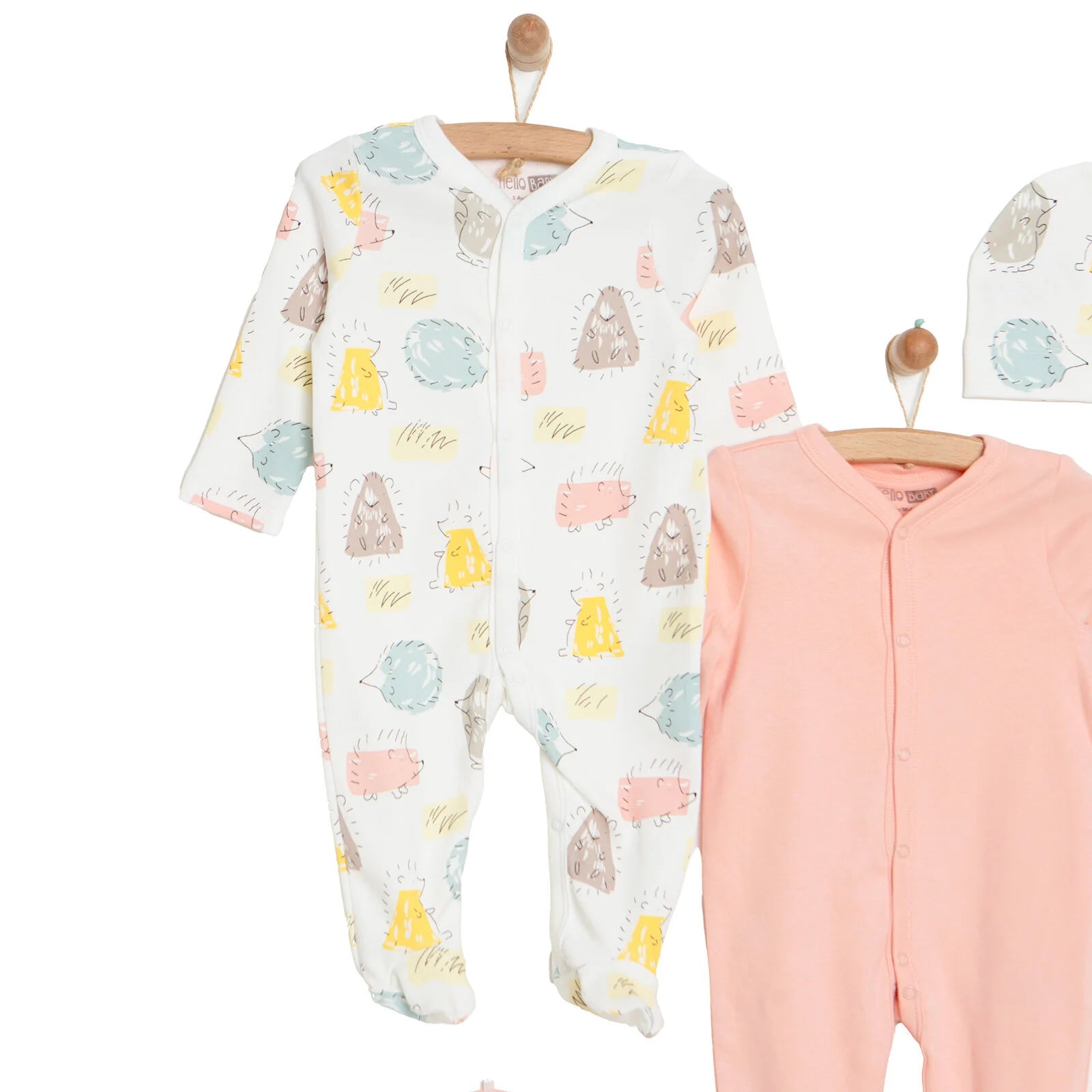 HelloBaby Newborn Footed Jumpsuit - Hat 2 Pcs - Light Pink - ebebek - Black Friday