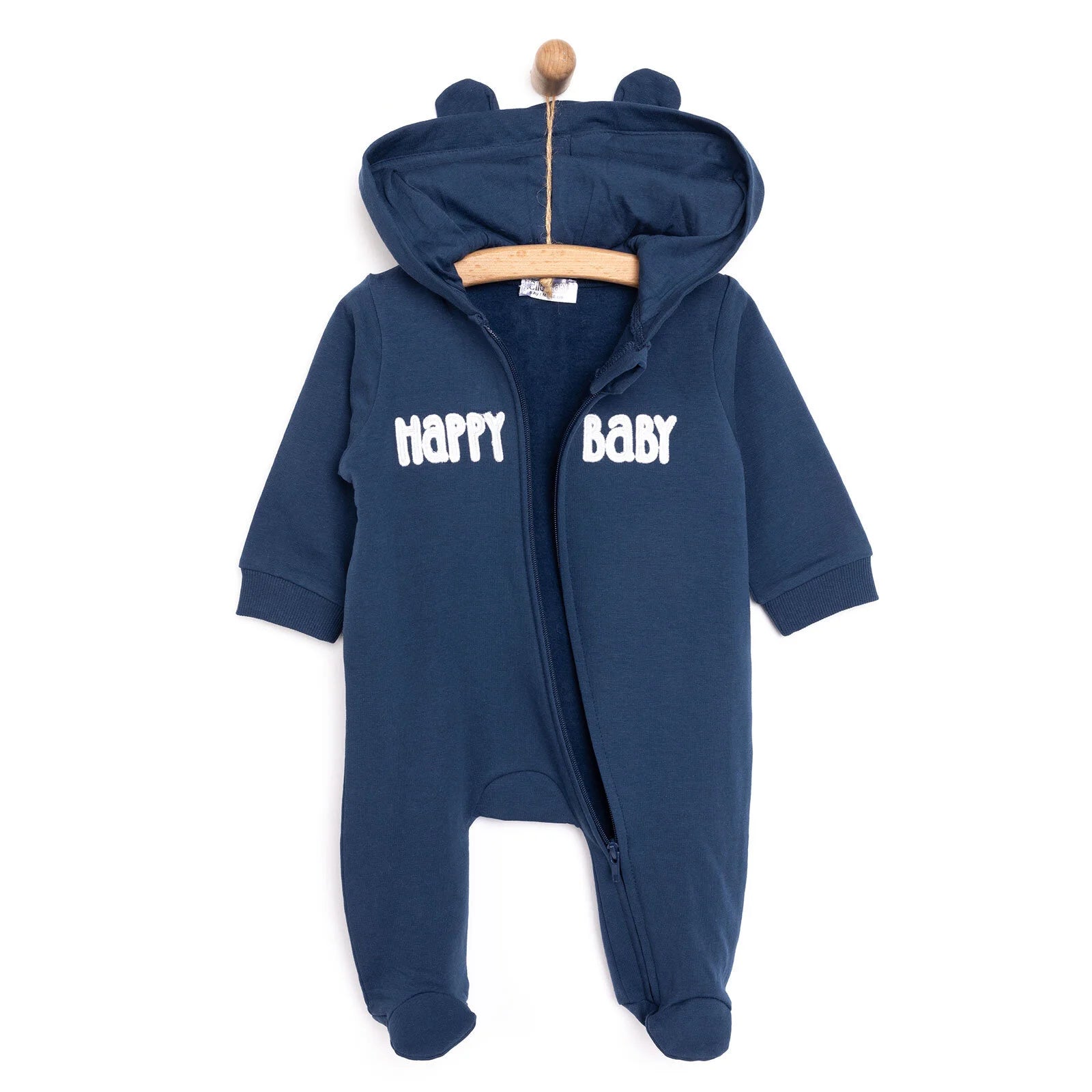 HelloBaby Newborn Hooded Jumpsuit - Navy Blue - ebebek - Black Friday