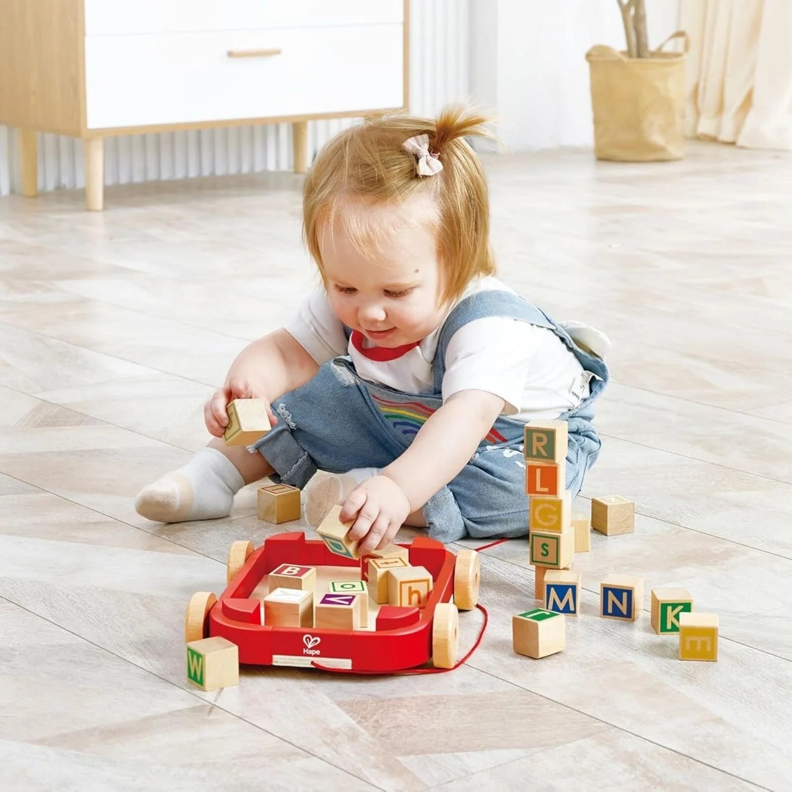 Hape Pull Along Cart with Stacking Blocks - ebebek - Black Friday