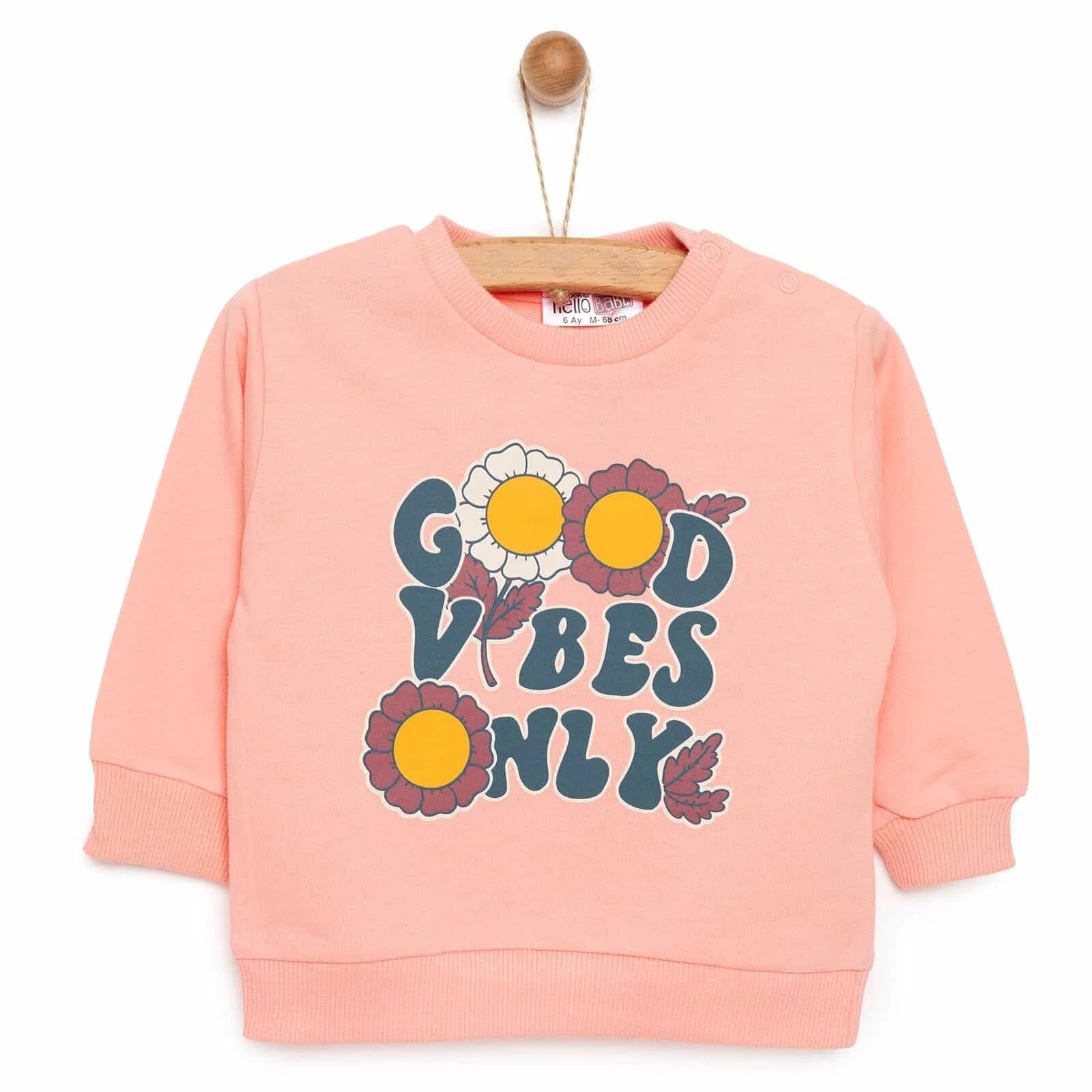HelloBaby Basic Low Raised Floral Text Printed Sweatshirt - Pink - ebebek - Black Friday