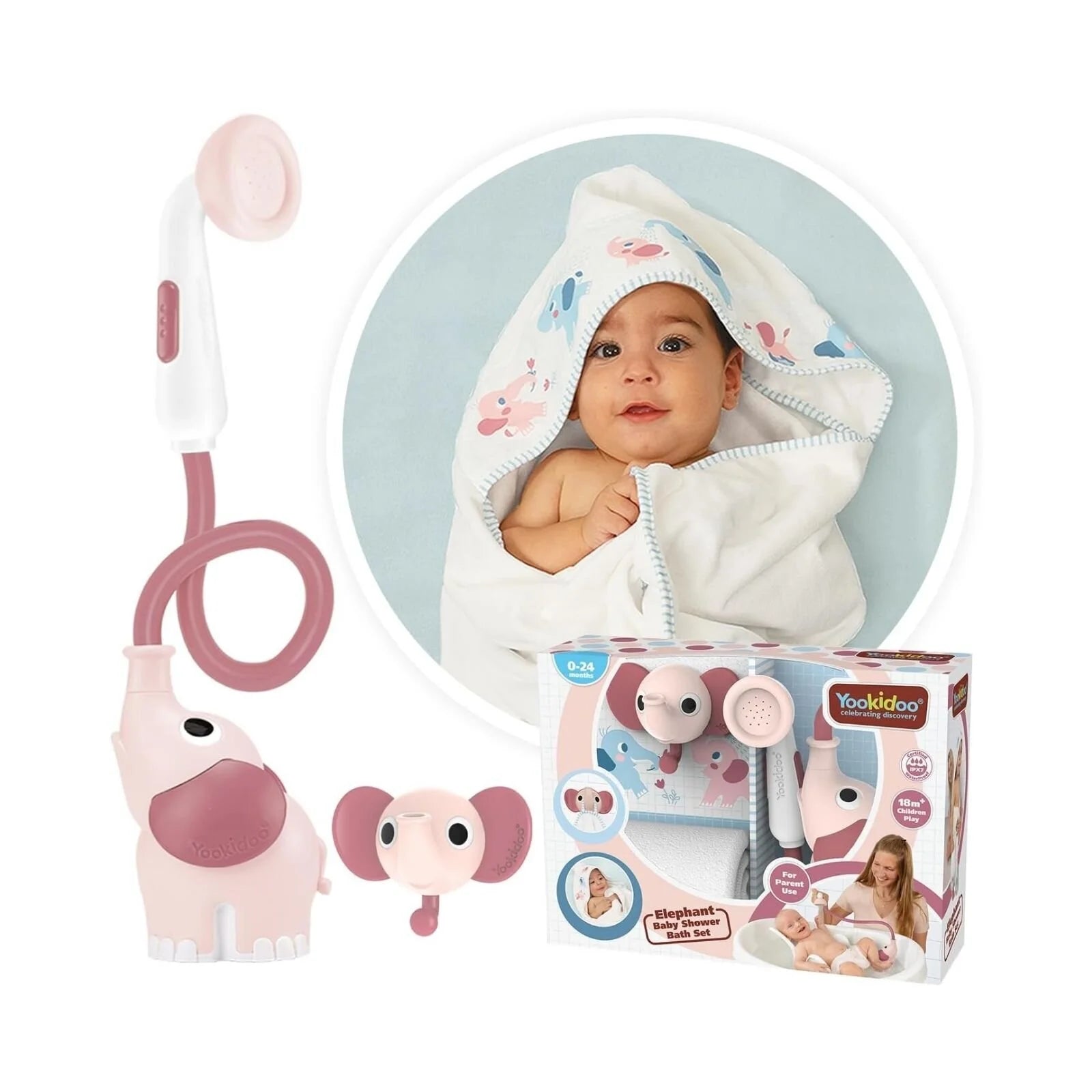 Yookidoo Baby Shower Gift Set Elephant - Blush Pink - ebebek - Black Friday