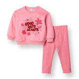 HelloBaby Motto Girl Sweatshirt - Leggings - Pink Pink - ebebek