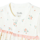 Bebetto Girls Cardigan & Footed Trousers Set Floral Print Snap Fastening Bloom Crew Neck Full Length - Pink Pink - ebebek