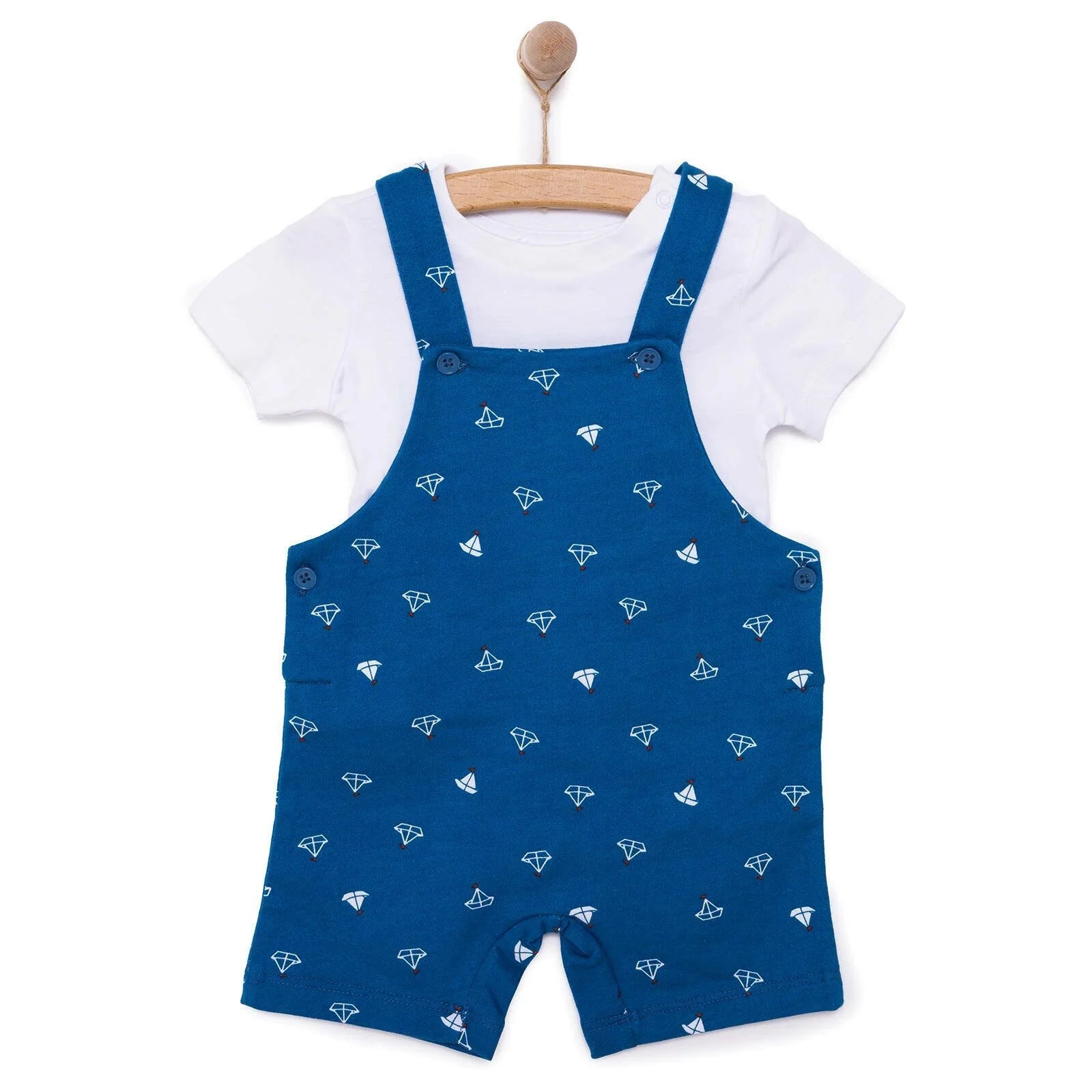 HelloBaby Basic Boy Sailing Patterned Overall - Sax Blue - ebebek - Black Friday