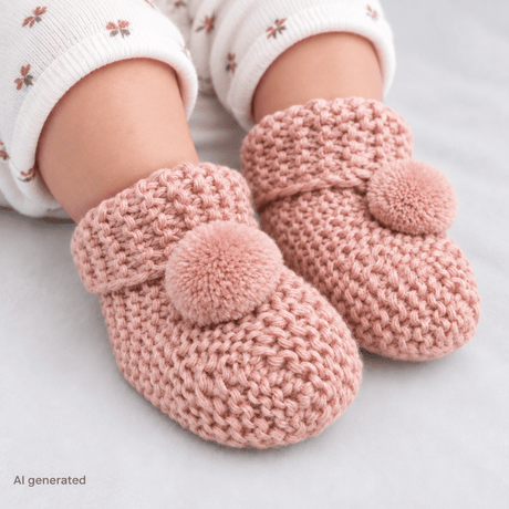 Little Dreams Poplin Baby Booties (Newborn to 3 Months) Salmon - ebebek