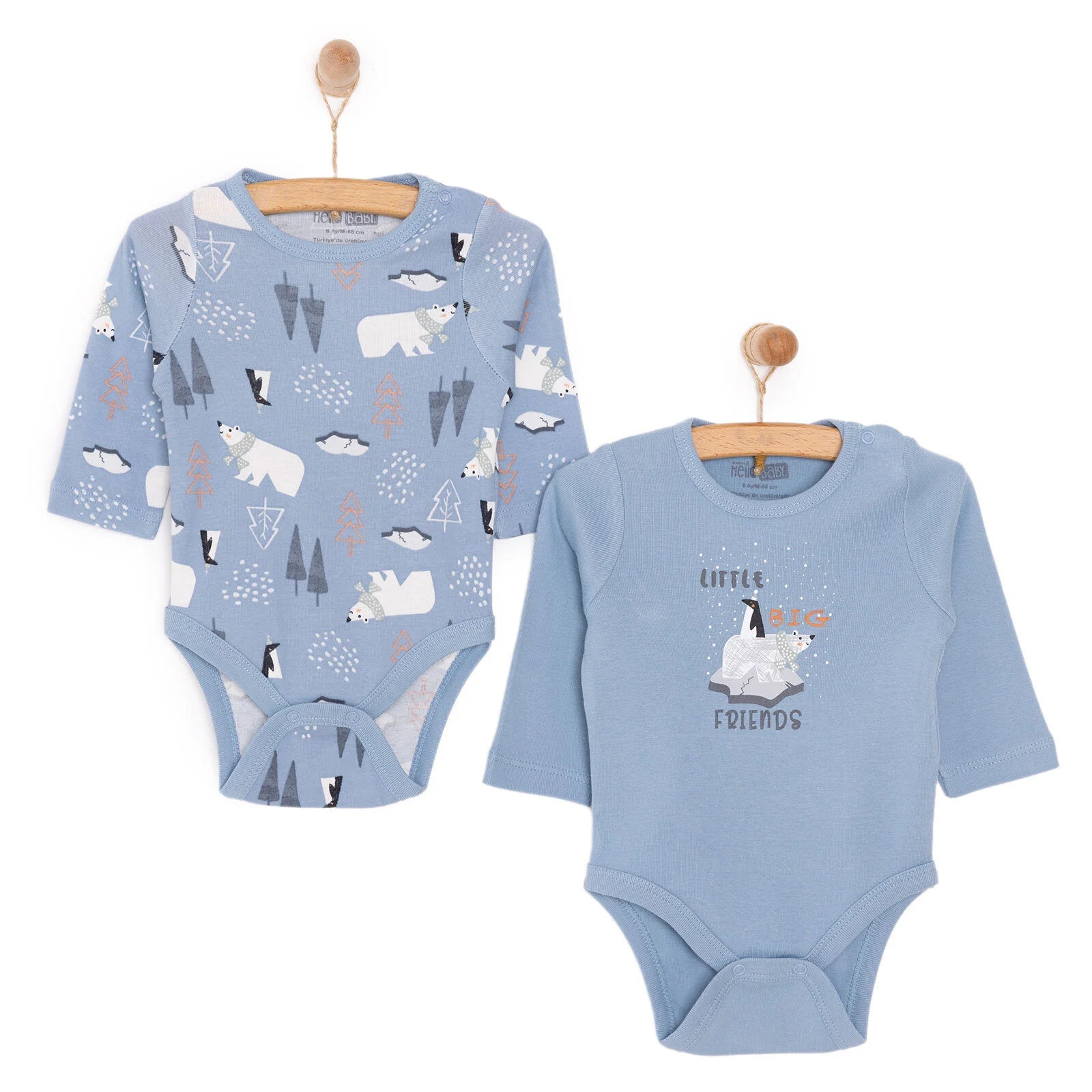 HelloBaby Boy 2 - Pack Long Sleeve Bodysuit - Blue - ebebek - Black Friday