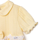 Bebetto Girls Dress Snap Fastening Sweet Princess Frill Neck Short Sleeve - Yellow Yellow - ebebek