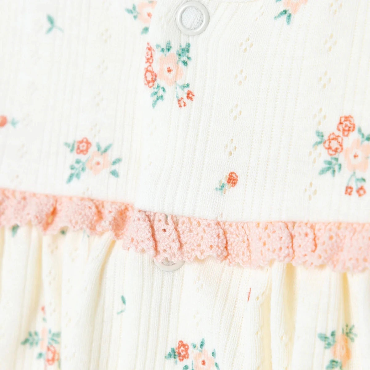Bebetto Girls Cardigan & Footed Trousers Set Floral Print Snap Fastening Bloom Crew Neck Full Length - Pink Pink - ebebek